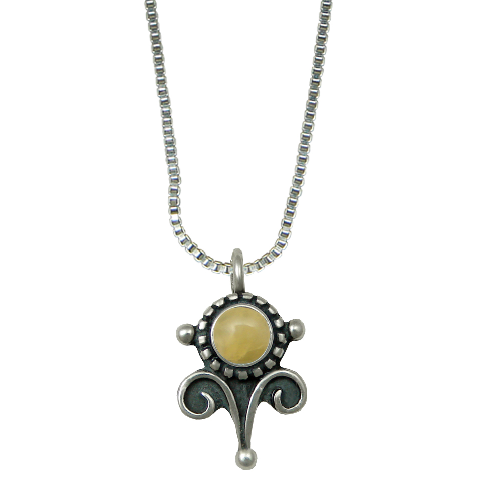 Sterling Silver Little Yellow Aragonite Pendant Necklace